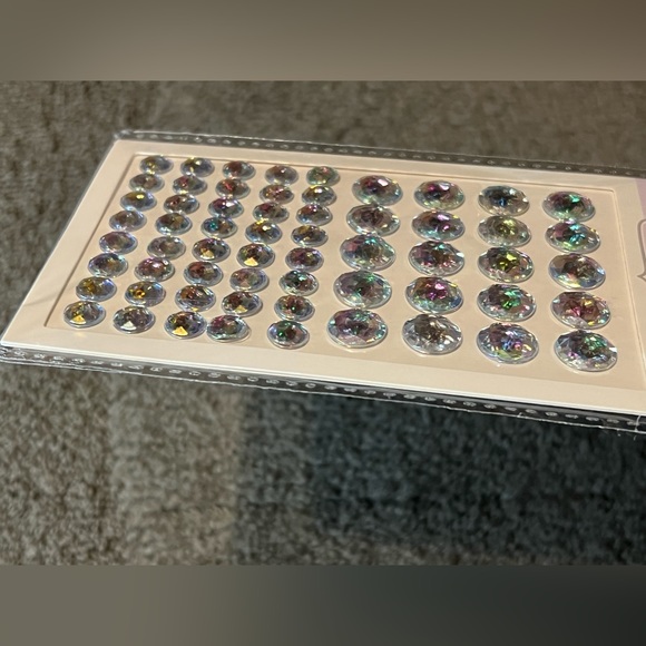 Rhinestone Decoration Sticker Crystal Gem 3D Cabochon Silver Iridescent Sparkly - Picture 5 of 7